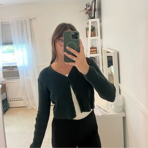 Brandy Melville green cropped cardigan.
